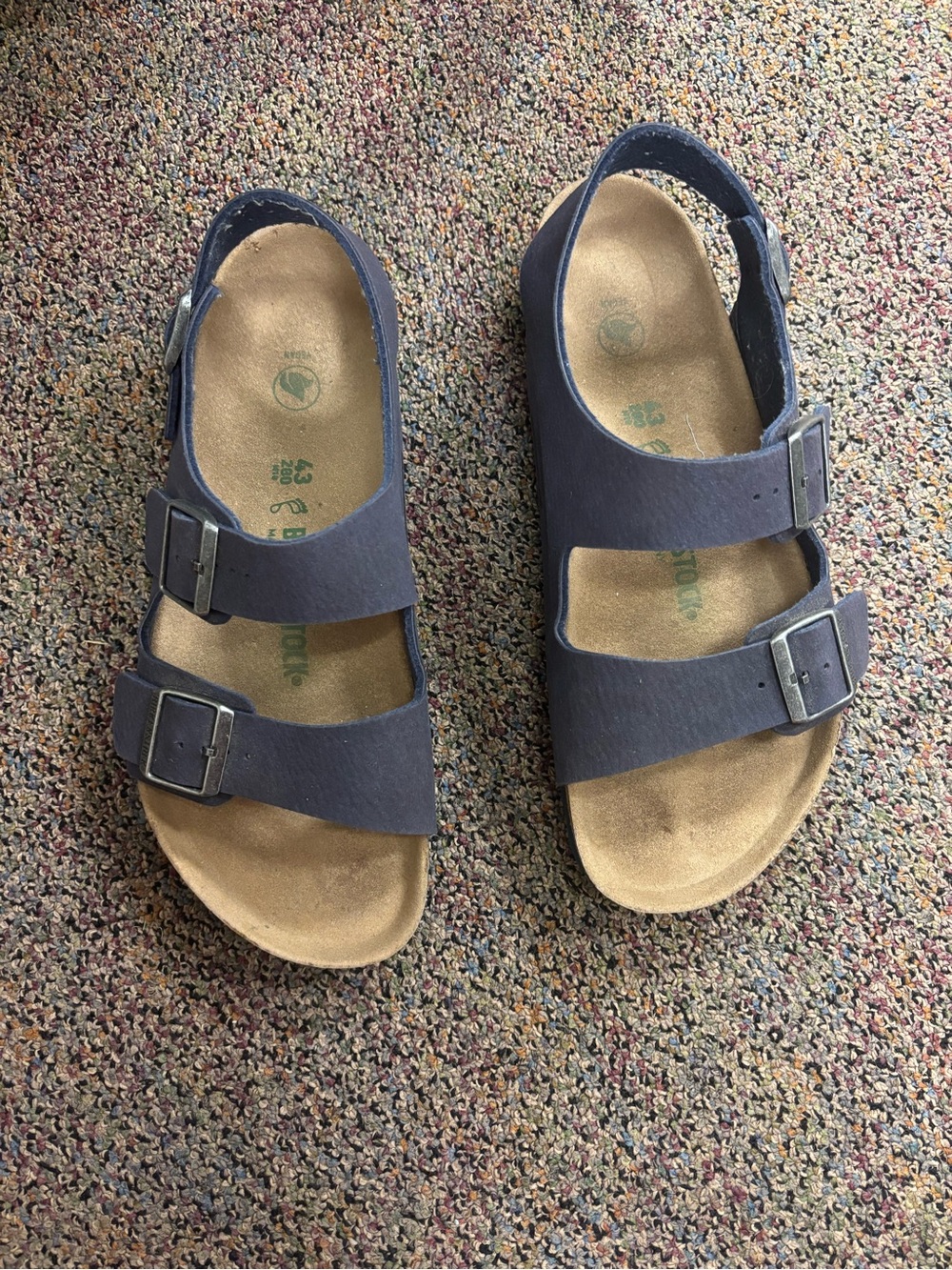 Navy Double-Buckle Sandals